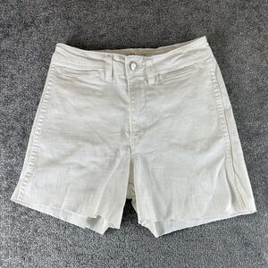 Oat New York Denim White Jean Shorts Raw Hem Womens 0